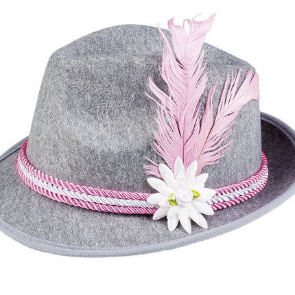 Feestbazaar Oktoberfest Hoed Grijs Met Roze