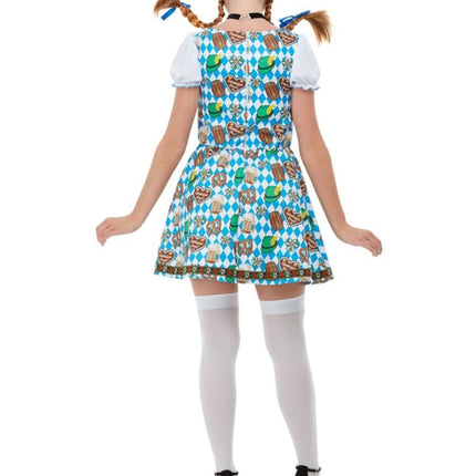 Feestbazaar Oktoberfest Jurk Blauw Bierpullen Pretzel