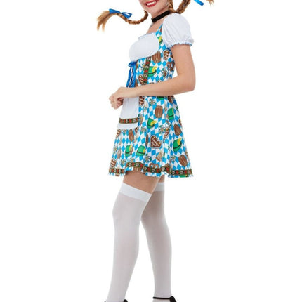 Feestbazaar Oktoberfest Jurk Blauw Bierpullen Pretzel