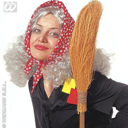 Feestbazaar Oma-Heksenpruik met hoofddoek