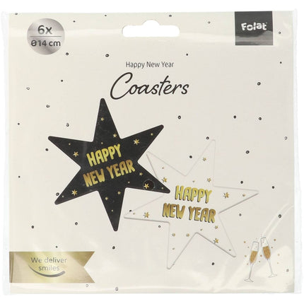 Feestbazaar Onderzetters BlackGold HNY 12x14cm (6st)
