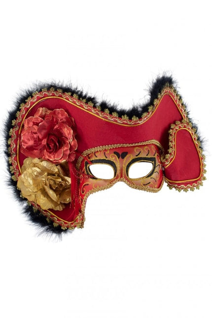 Feestbazaar Oogmasker dames venetie rood met hoed