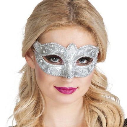 Feestbazaar Oogmasker Feline zilver