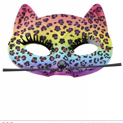 Feestbazaar Oogmasker luipaard regenboog