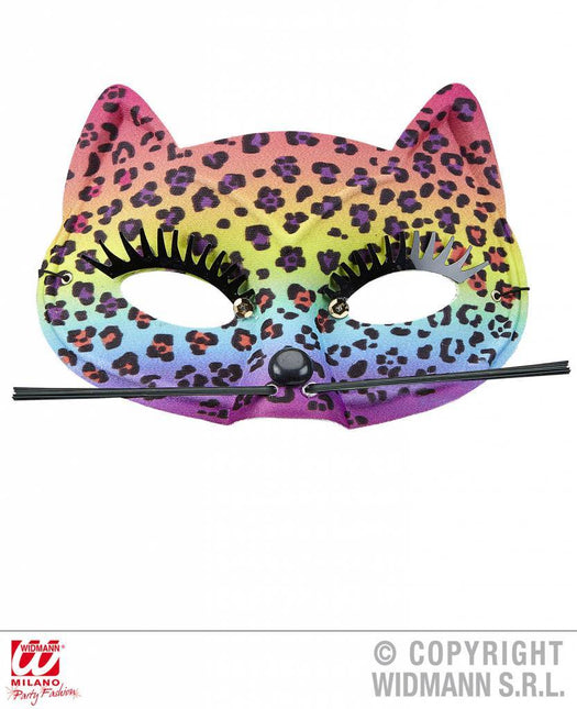 Feestbazaar Oogmasker luipaard regenboog