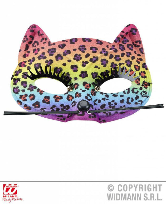 Feestbazaar Oogmasker luipaard regenboog