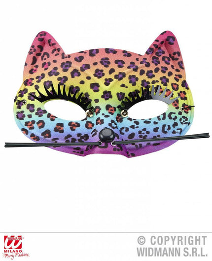 Feestbazaar Oogmasker luipaard regenboog