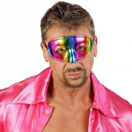 Feestbazaar Oogmasker regenboog metallic