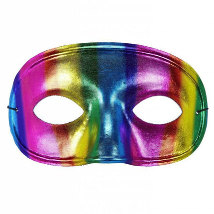 Feestbazaar Oogmasker regenboog metallic