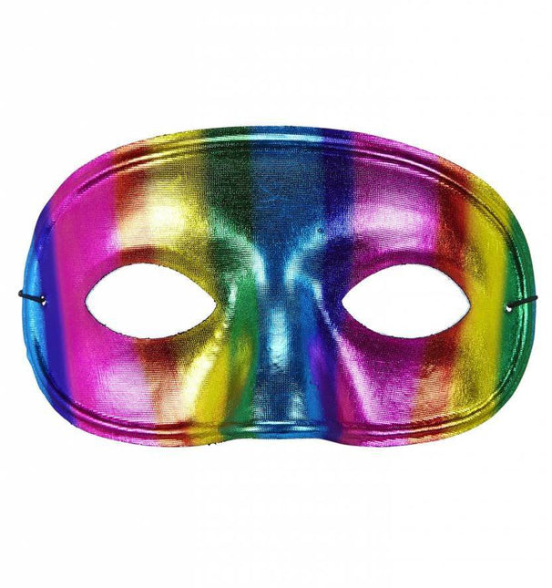 Feestbazaar Oogmasker regenboog metallic