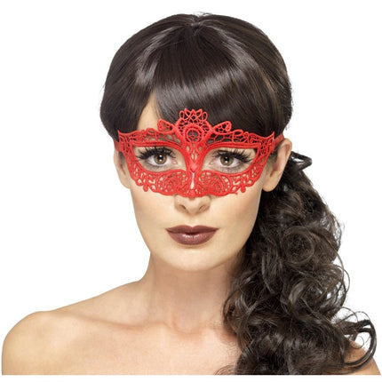 Feestbazaar Oogmasker Rood Geborduurd Kant