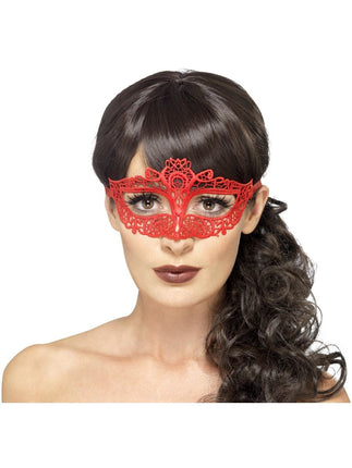 Feestbazaar Oogmasker Rood Geborduurd Kant