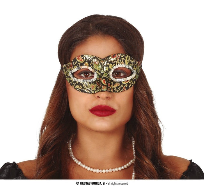 Feestbazaar Oogmasker Zwart/Goud Ilaria