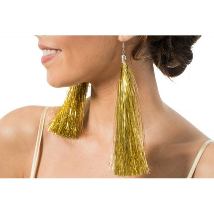 Feestbazaar Oorbellen Gouden Tinsels 17cm