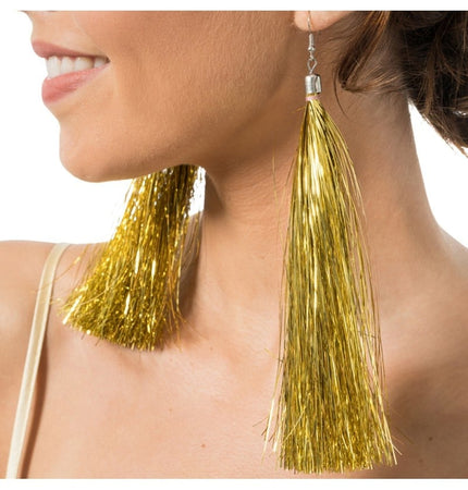 Feestbazaar Oorbellen Gouden Tinsels 17cm