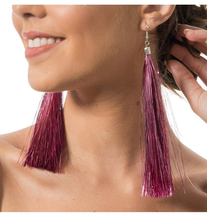 Feestbazaar Oorbellen Roze Tinsels 17cm