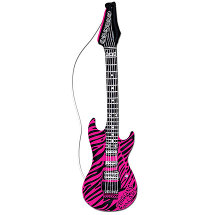 Feestbazaar Opblaas Gitaar Zebra Pink