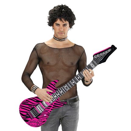 Feestbazaar Opblaas Gitaar Zebra Pink