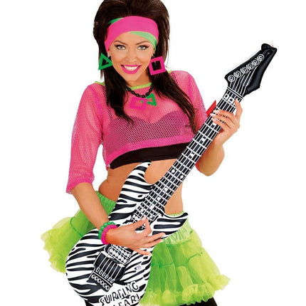 Feestbazaar Opblaas Gitaar Zebra print 105cm