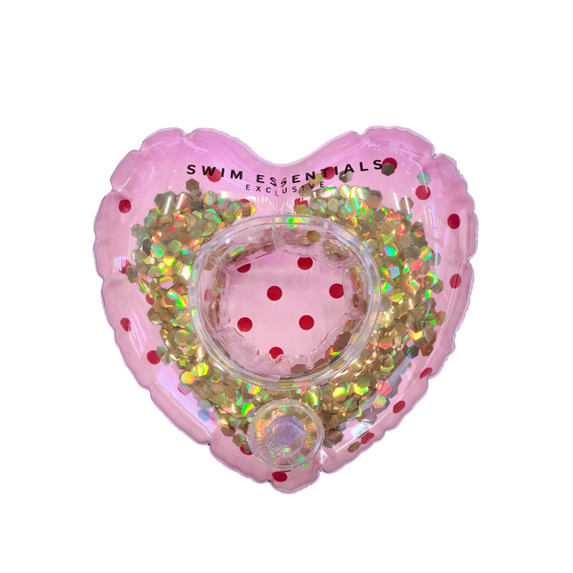 Feestbazaar Opblaasbare Bekerhouder Glitter Hart Roze/Goud