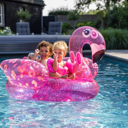 Feestbazaar Opblaasbare Flamingo XL Glitter Roze (150cm)
