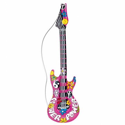 Feestbazaar Opblaasbare hippie gitaar 105 cm