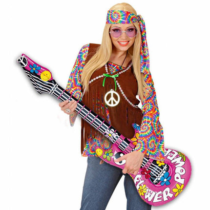 Feestbazaar Opblaasbare hippie gitaar 105 cm