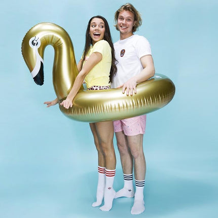 Feestbazaar Opblaasbare Zwemband Zwaan Goud