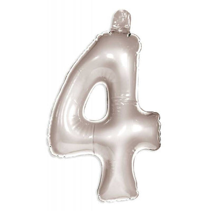 Feestbazaar Opblaascijfer 4 zilver