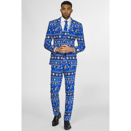 Feestbazaar Oppostuits Maatpak Heren Kerst Super Mario Blauw