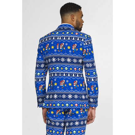 Feestbazaar Oppostuits Maatpak Heren Kerst Super Mario Blauw