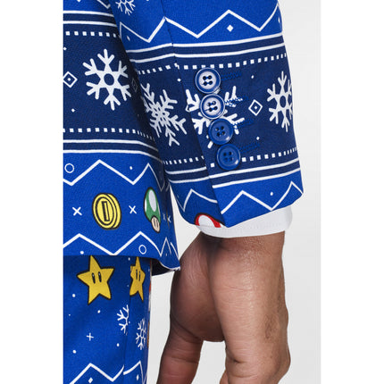 Feestbazaar Oppostuits Maatpak Heren Kerst Super Mario Blauw