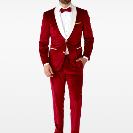 Feestbazaar Opposuits Maatpak Fluweel Rood Luxe