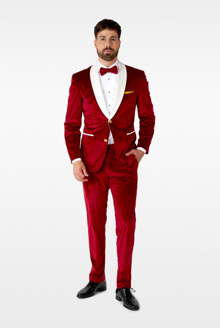 Feestbazaar Opposuits Maatpak Fluweel Rood Luxe
