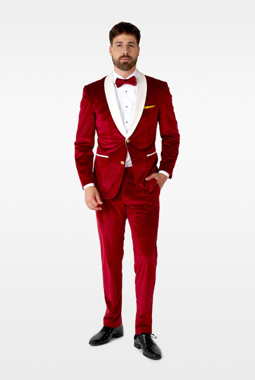 Feestbazaar Opposuits Maatpak Fluweel Rood Luxe