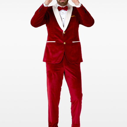 Feestbazaar Opposuits Maatpak Fluweel Rood Luxe
