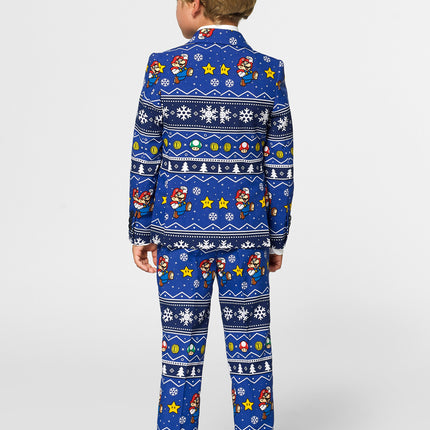 Feestbazaar Opposuits Maatpak Jongens Kerst Super Mario Blauw
