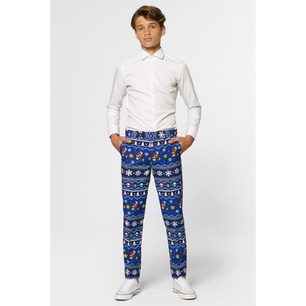 Feestbazaar Opposuits Maatpak Tiener Jongens Kerst Super Mario Blauw