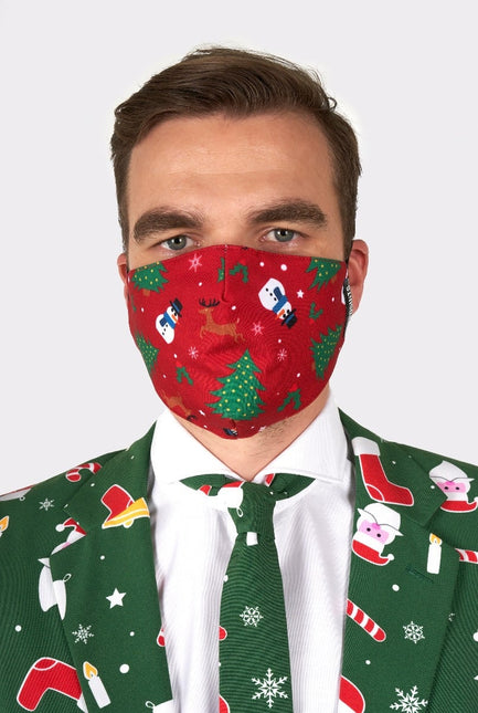 Feestbazaar Opposuits mondkapje Kerst rood
