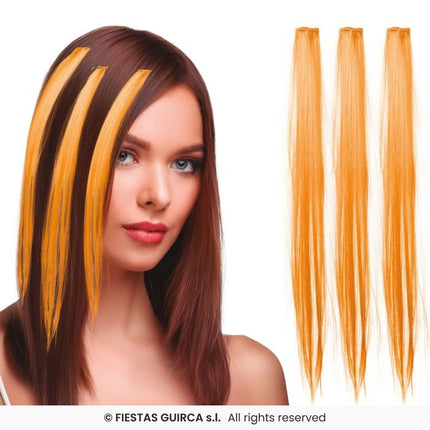 Feestbazaar Oranje Hair Extensions 50cm (3st)