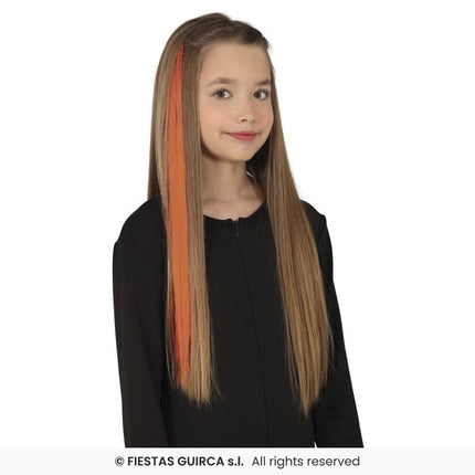 Feestbazaar Oranje Hair Extensions 50cm (3st)