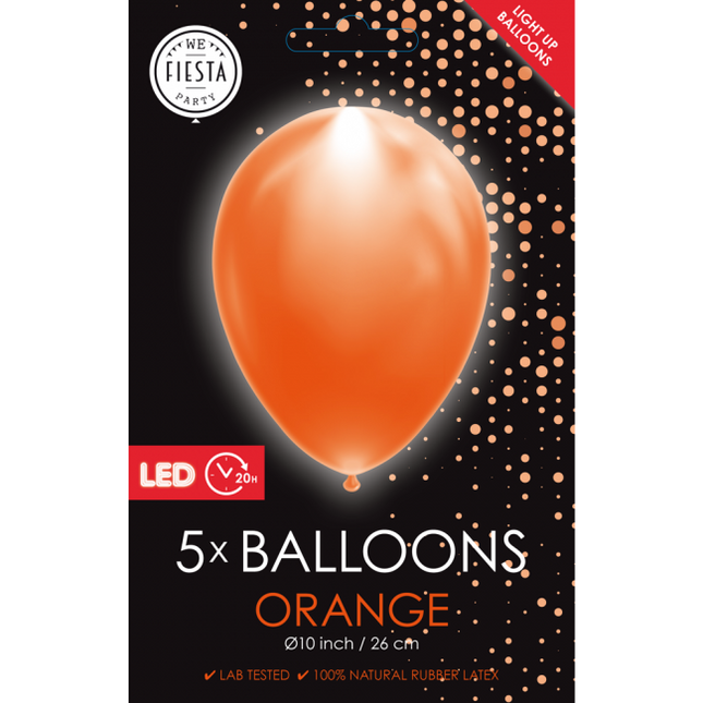 Feestbazaar Oranje Led Ballonnen (5st)