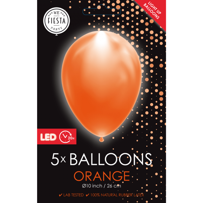 Feestbazaar Oranje Led Ballonnen (5st)