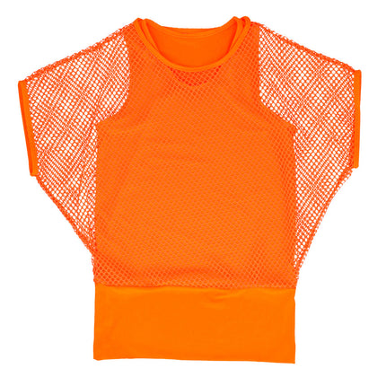 Feestbazaar Oranje T-shirt Met Visnet Top