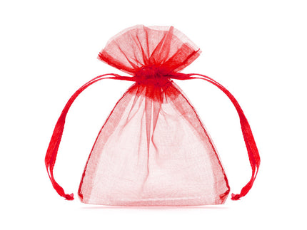Feestbazaar Organza zakje rood 7,5x10cm (20st)