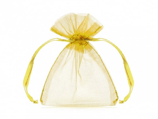 Feestbazaar Organza zakjes goud 7,5x10cm (10st)