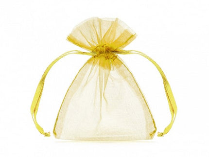Feestbazaar Organza zakjes goud 7,5x10cm (10st)