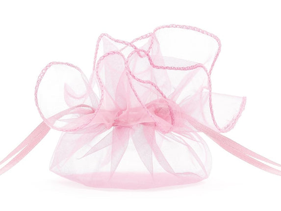 Feestbazaar Organza zakjes roze 26cm (10st)