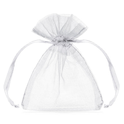 Feestbazaar Organza zakjes wit 7,5x10cm (10st)