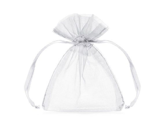 Feestbazaar Organza zakjes wit 7,5x10cm (10st)